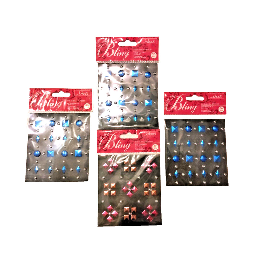 Jolee's Bling Dimensional Stickers Blue Silver Pink Studs Valentines Scrapbook